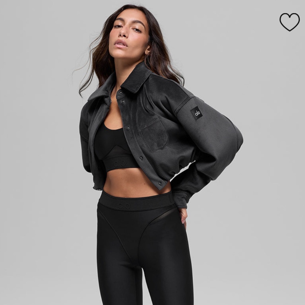 ALO Yoga Black Ribbed Velour Mountain Side Jacket - Picture 6 of 6